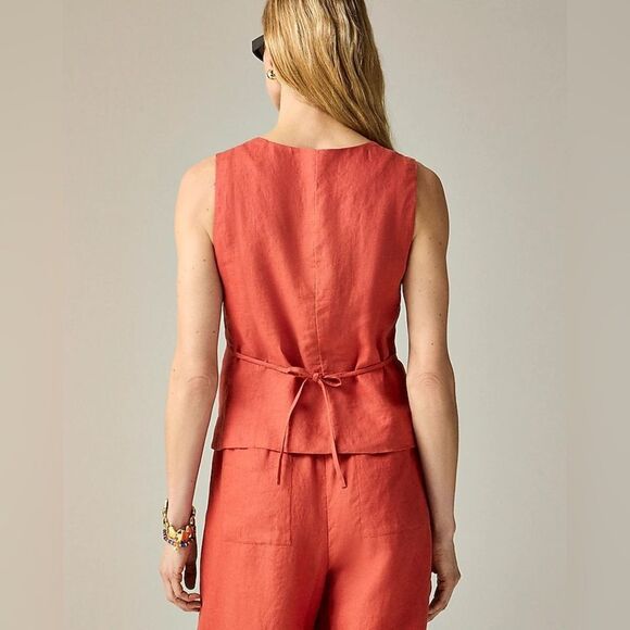 NWT J CREW Crewneck vest in linen in Navy - Picture 4 of 7